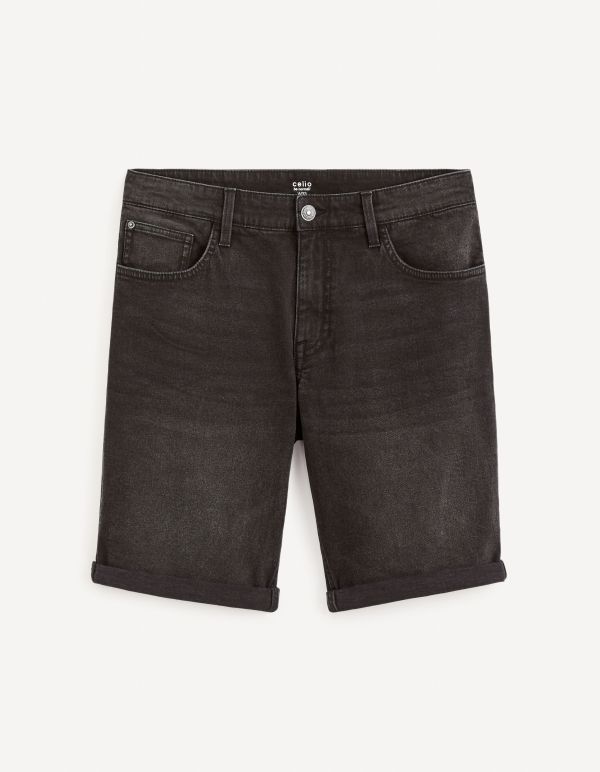 Short en jean coton élasthanne - noir