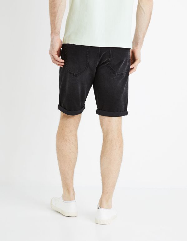 Short en jean coton élasthanne - noir
