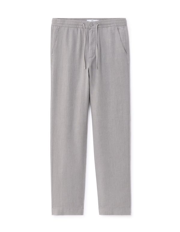Pantalon straight 100% lin - gris