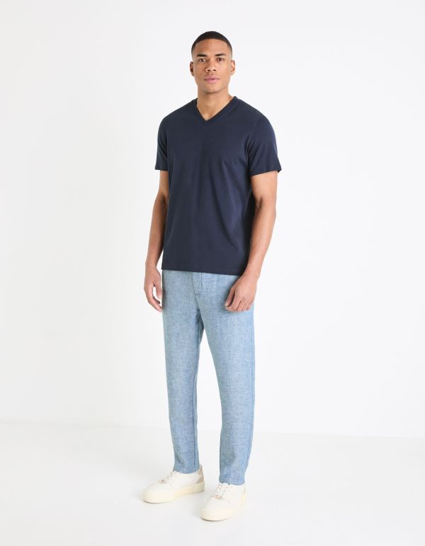 Pantalon chino en lin - bleu