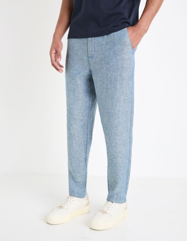 Pantalon chino en lin - bleu