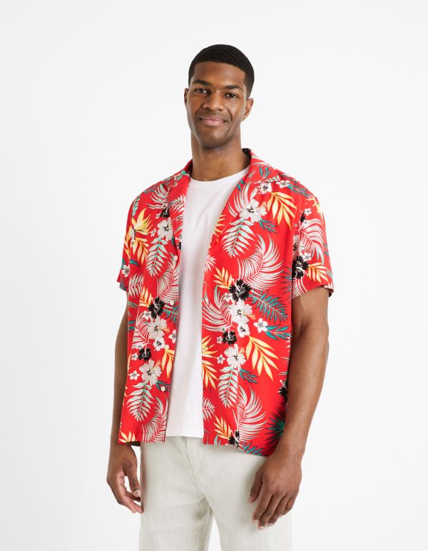 Chemise regular 100% viscose - rouge