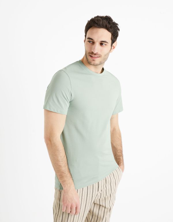 T-shirt col rond 100% coton piqué - sauge
