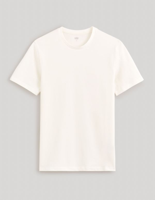T-shirt col rond 100% coton piqué - écru