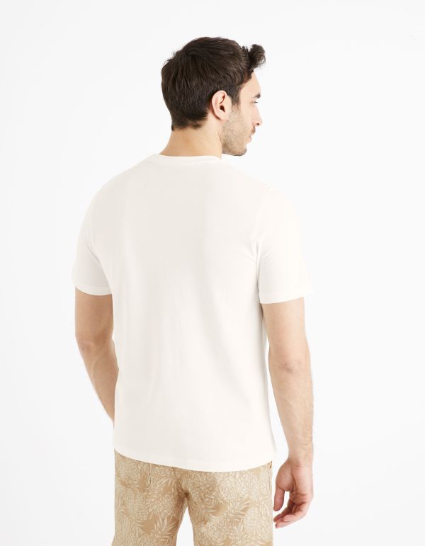 T-shirt col rond 100% coton piqué - écru
