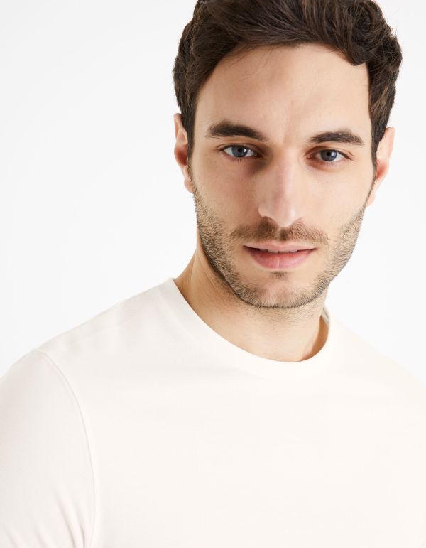 T-shirt col rond 100% coton piqué - écru