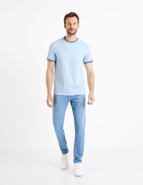T-shirt col rond - Bleu clair
