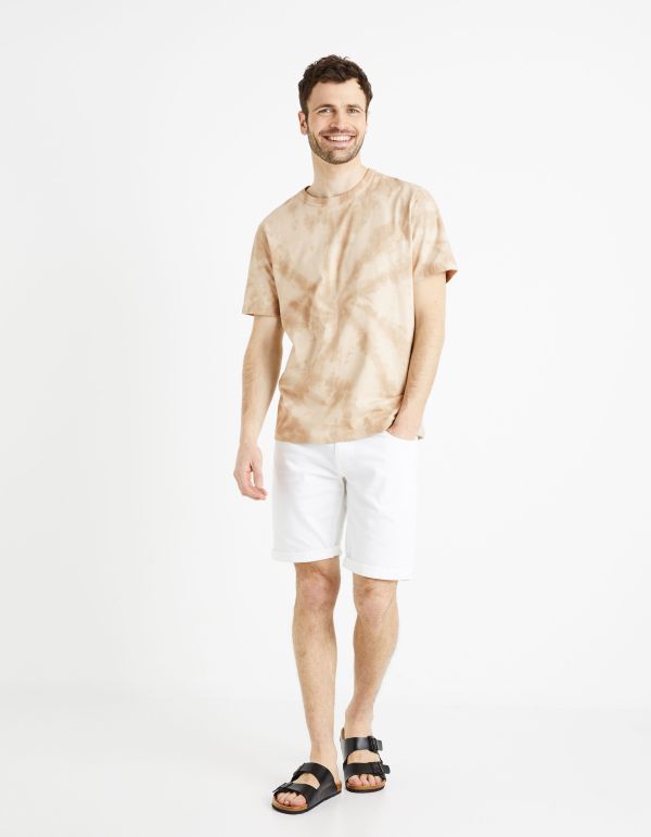 T-shirt col rond 100% coton - marron clair