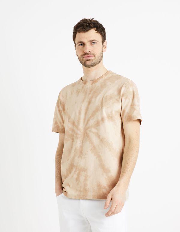 T-shirt col rond 100% coton - marron clair