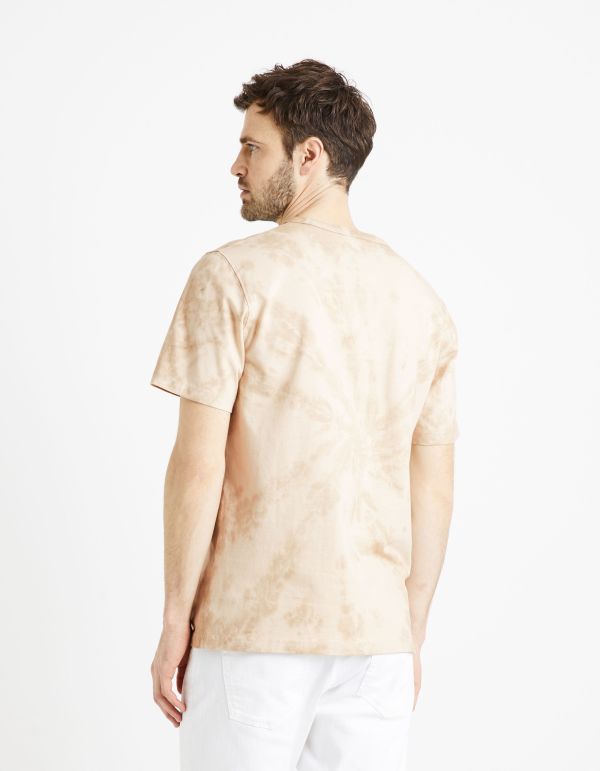 T-shirt col rond 100% coton - marron clair