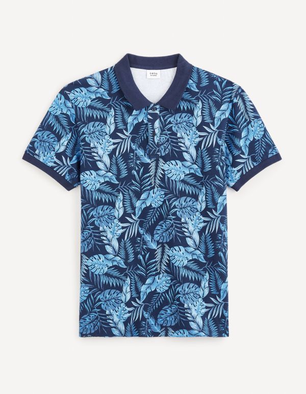 Polo imprimé 100% coton - marine