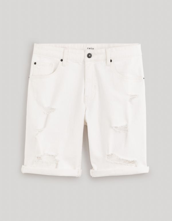 Bermuda en jean - blanc