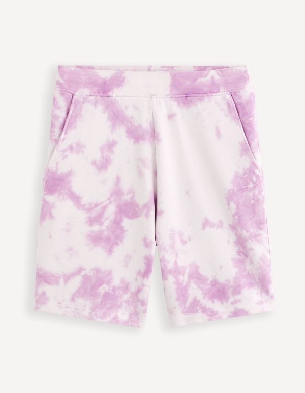 Bermuda tye & dye 100% coton - parme