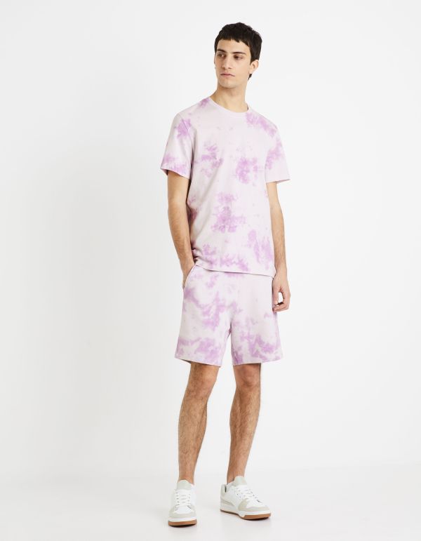 Bermuda tye & dye 100% coton - parme