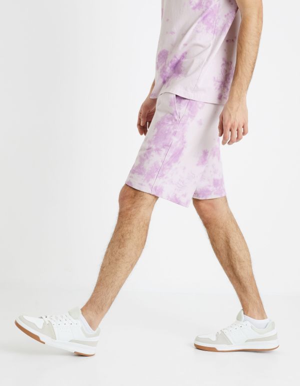 Bermuda tye & dye 100% coton - parme