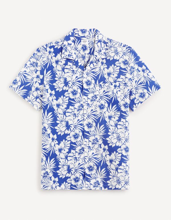 Chemise boxy lin coton - parme