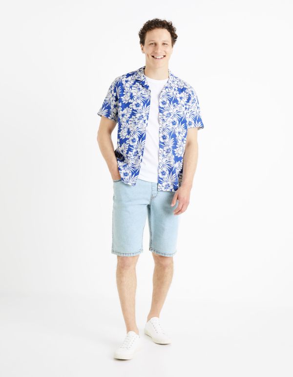 Chemise boxy lin coton - parme