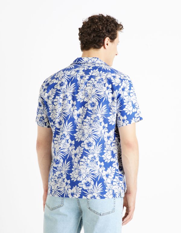 Chemise boxy lin coton - parme