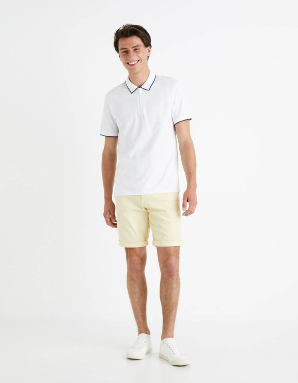 Polo 100% coton à col zippé - blanc