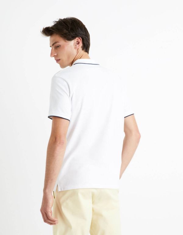 Polo 100% coton à col zippé - blanc