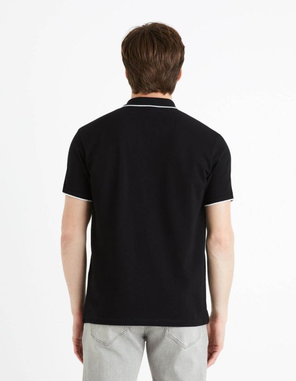 Polo 100% coton à col zippé - noir