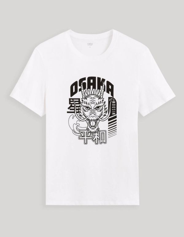 T-shirt col rond 100% coton - blanc