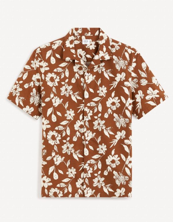 Chemise relax 100% coton - marron