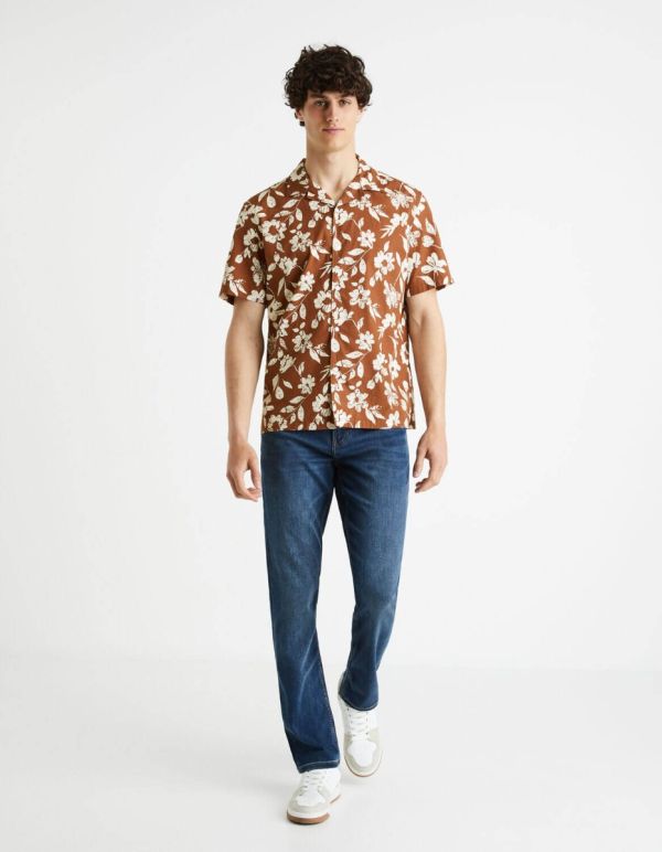 Chemise relax 100% coton - marron