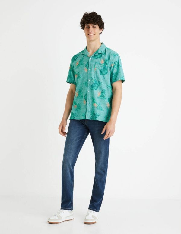 Chemise relax coton lin - vert