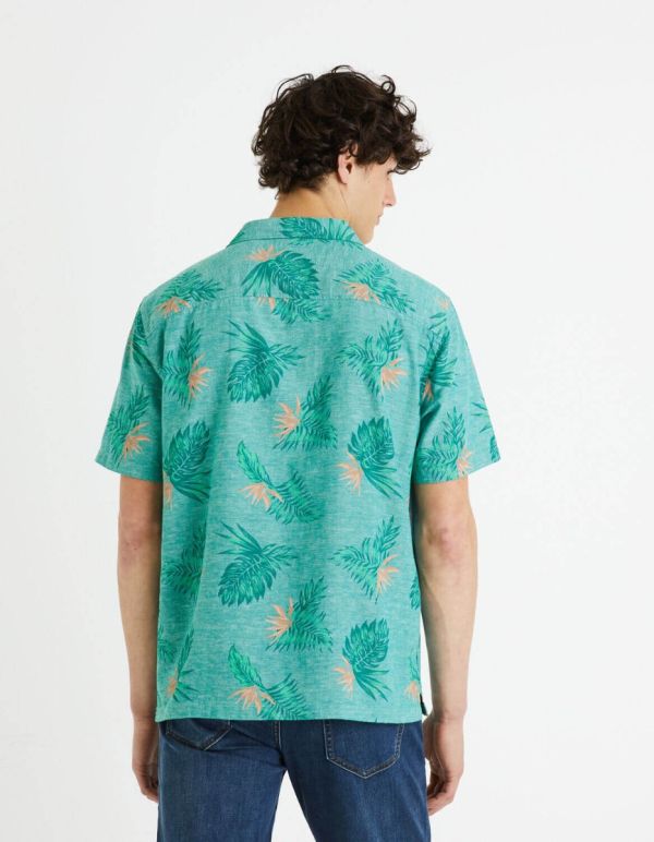 Chemise relax coton lin - vert