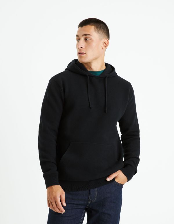 Pull à capuche coton mélangé - noir