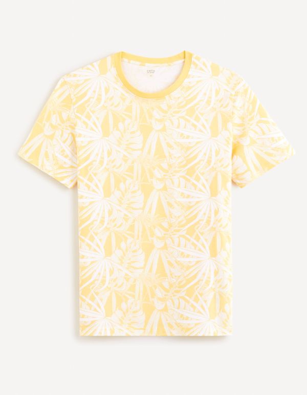 T-shirt col rond 100% coton - jaune clair