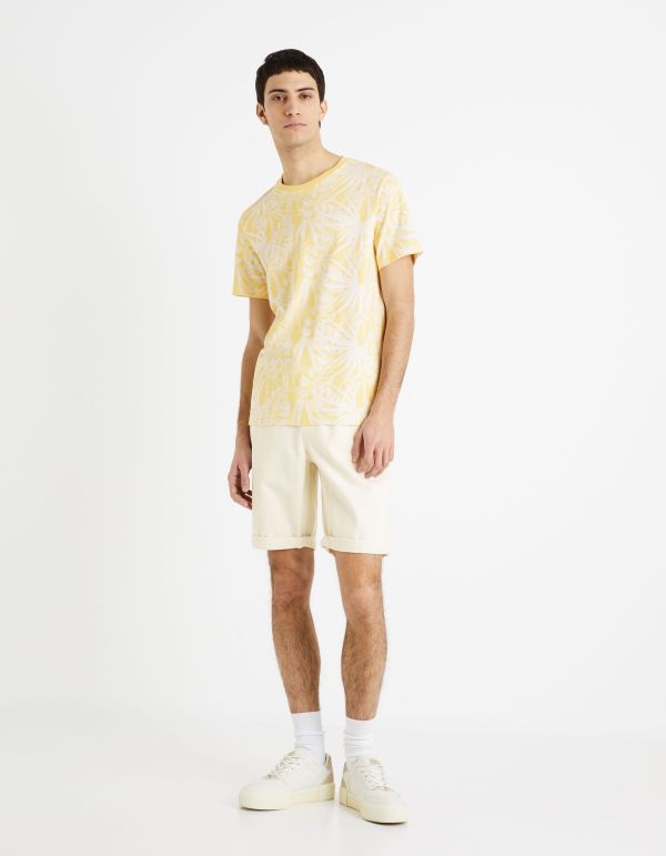 T-shirt col rond 100% coton - jaune clair