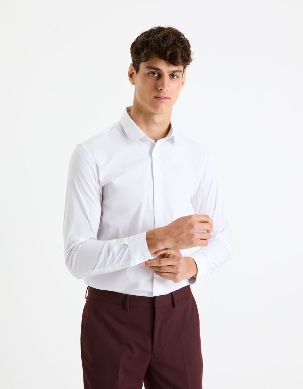 Chemise regular coton stretch - blanc
