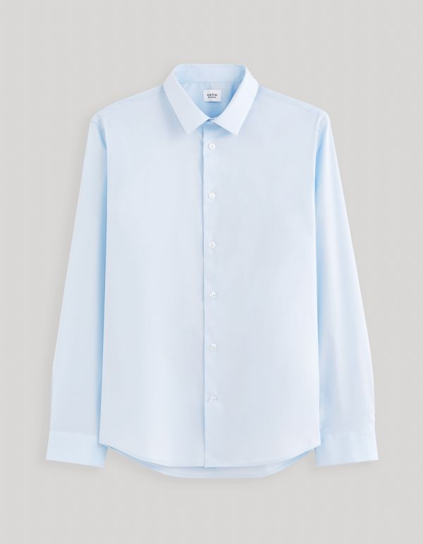 Chemise regular coton stretch - bleu clair