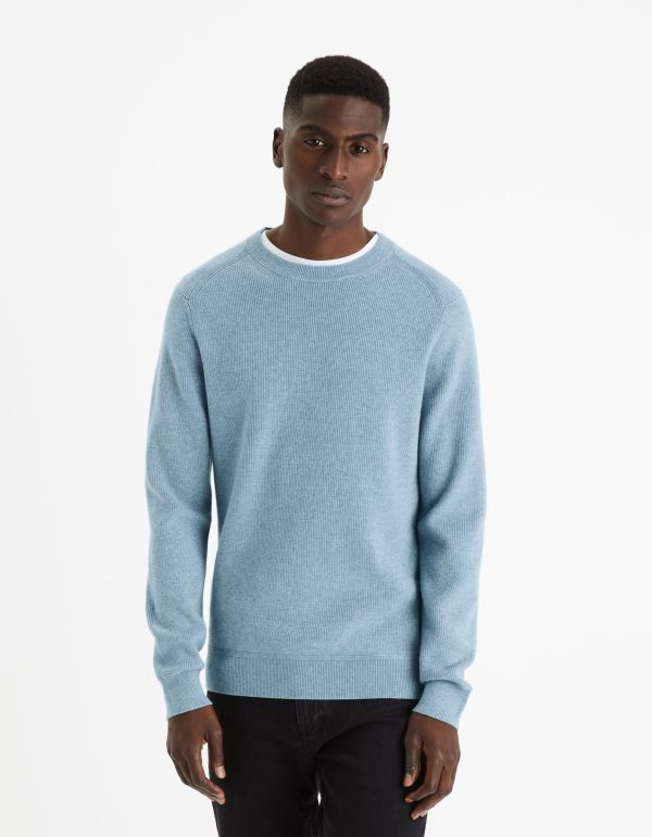 Pull col rond - bleu clair