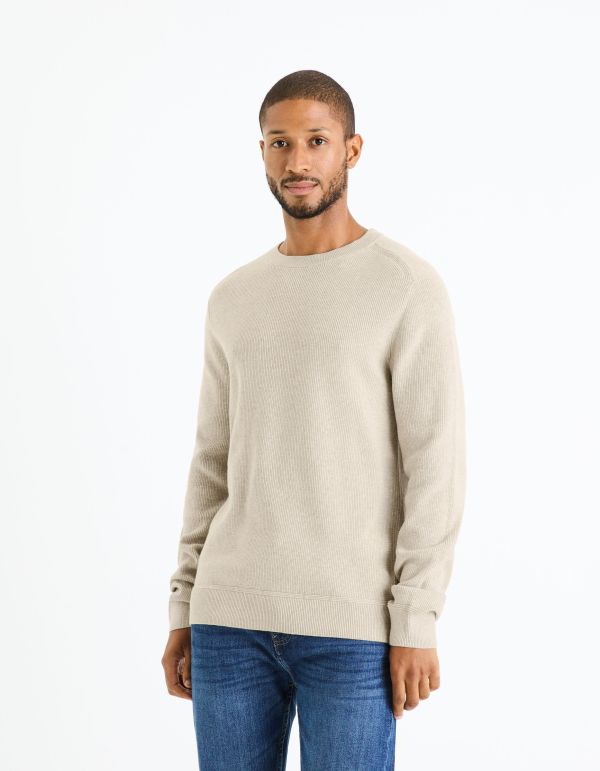 Pull col rond - beige