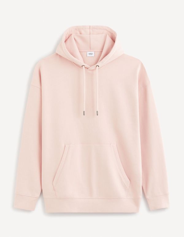 Sweat à capuche 100% coton - rose