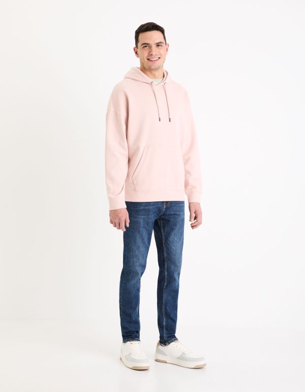 Sweat à capuche 100% coton - rose