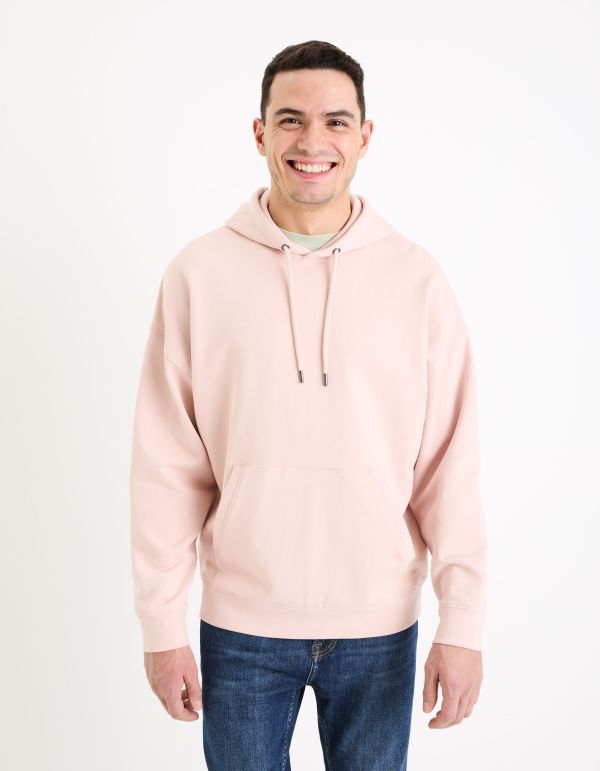 Sweat à capuche 100% coton - rose