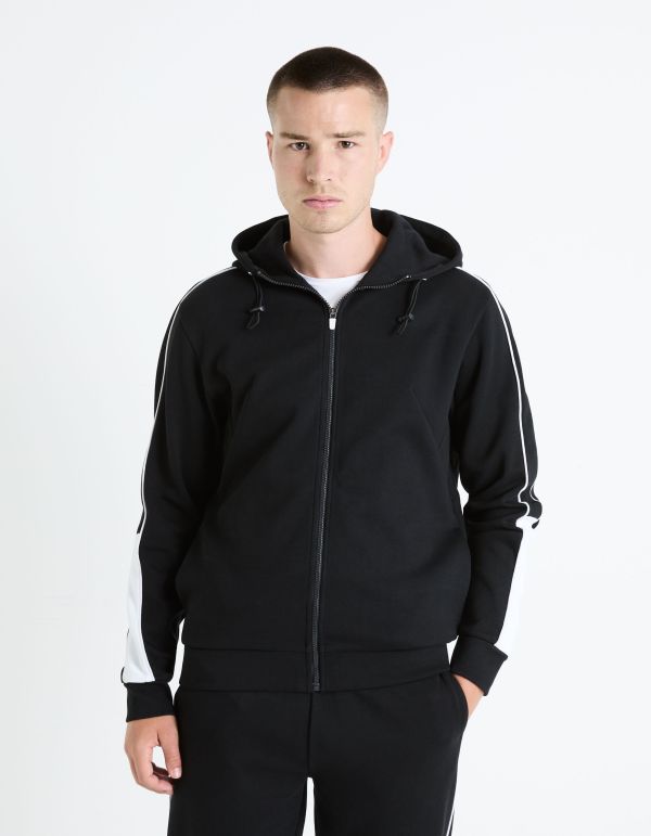 Sweat à capuche coton mélangé - noir