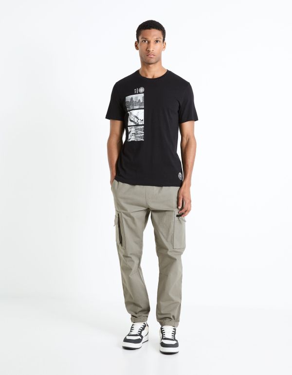 T-shirt col rond 100% coton - noir