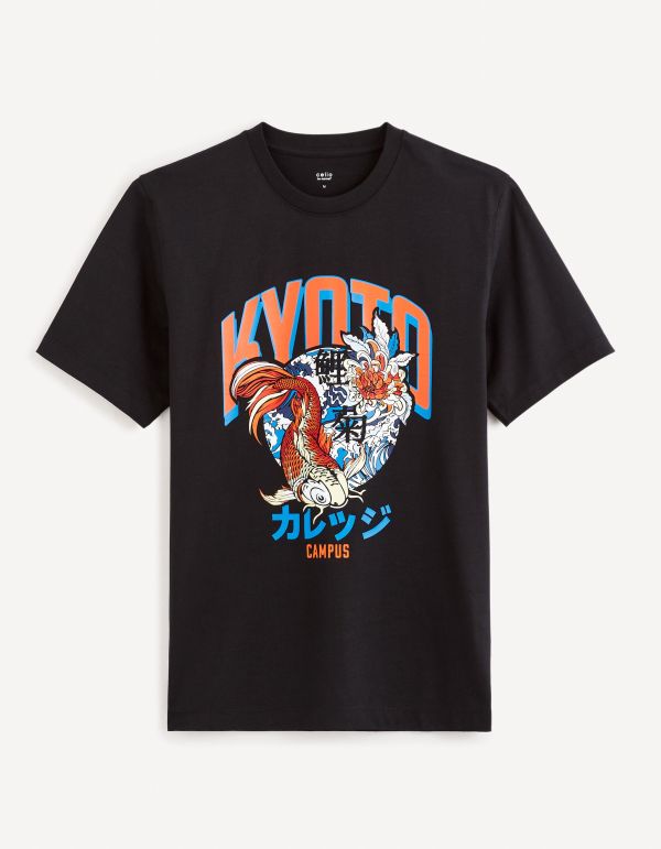 T-shirt col rond 100% coton - noir