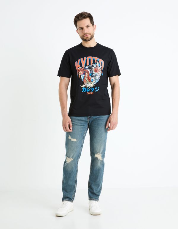 T-shirt col rond 100% coton - noir