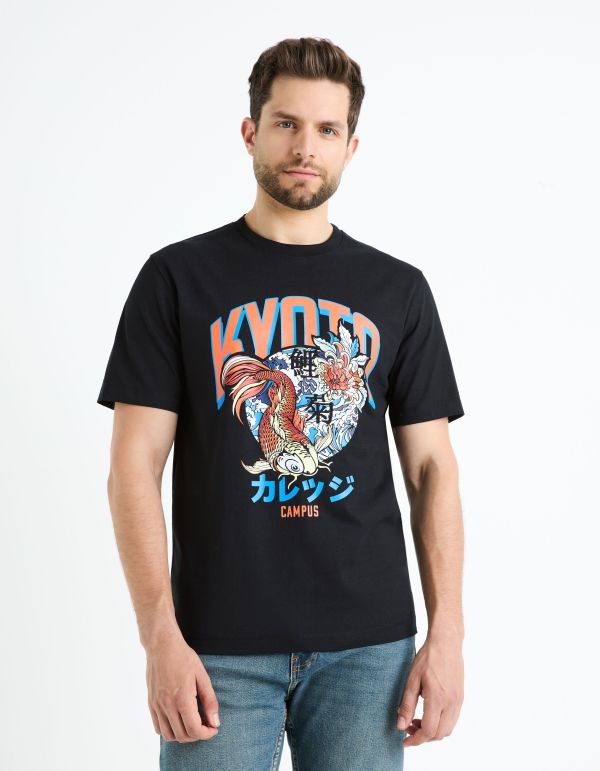 T-shirt col rond 100% coton - noir