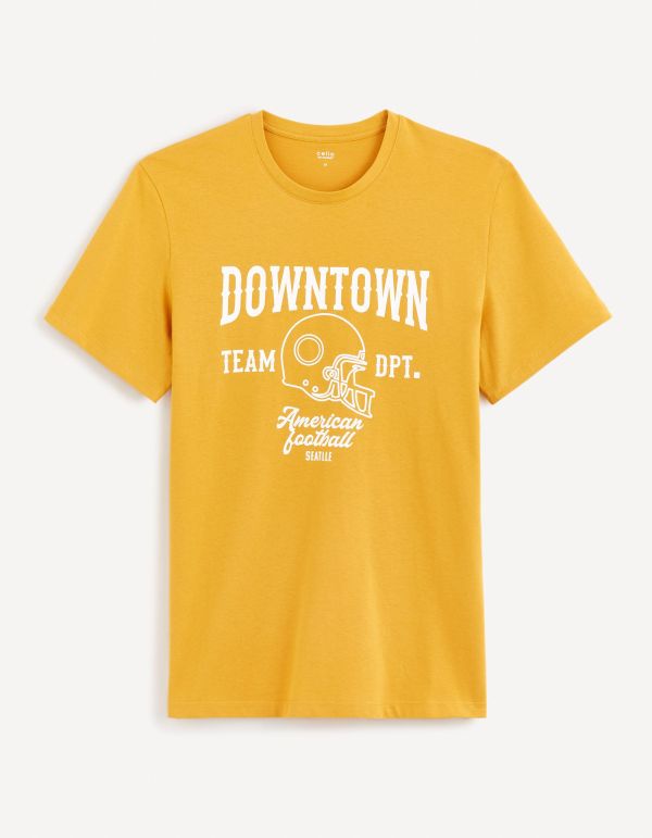 T-shirt col rond 100% coton - jaune