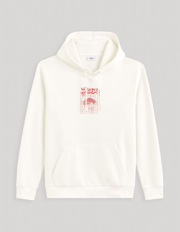 Sweat à capuche coton mélangé - beige