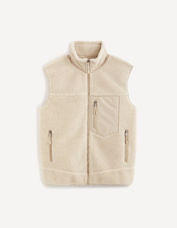Blouson en sherpa sans manches - naturel