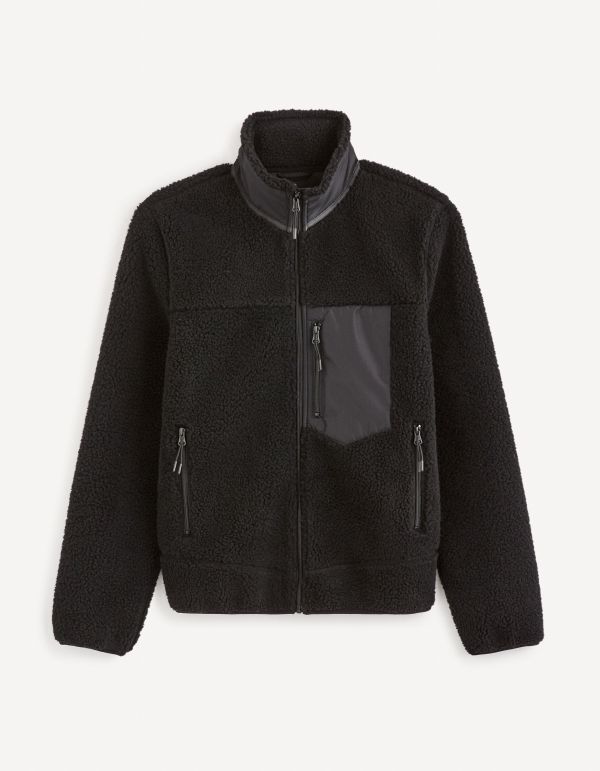 Blouson en sherpa col montant - noir