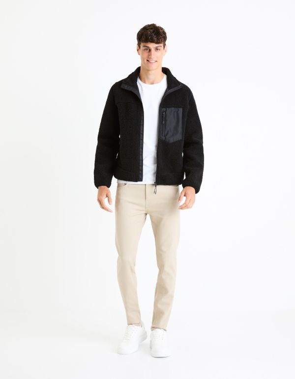 Blouson en sherpa col montant - noir
